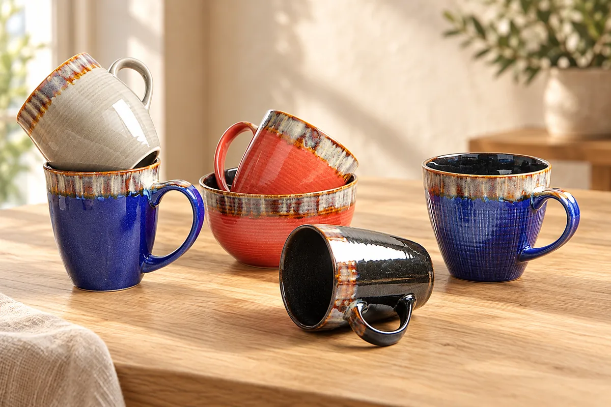 Reactive rim mugs