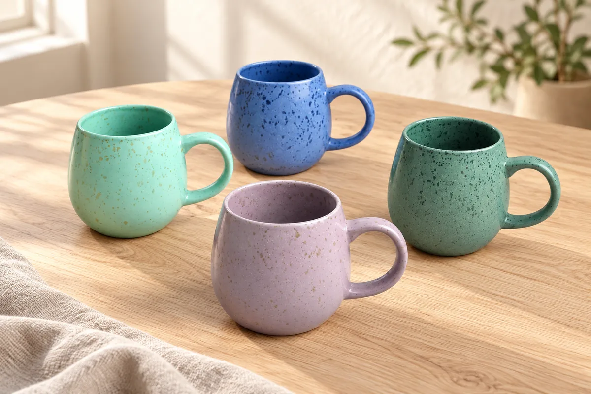 Pastel speckle mugs