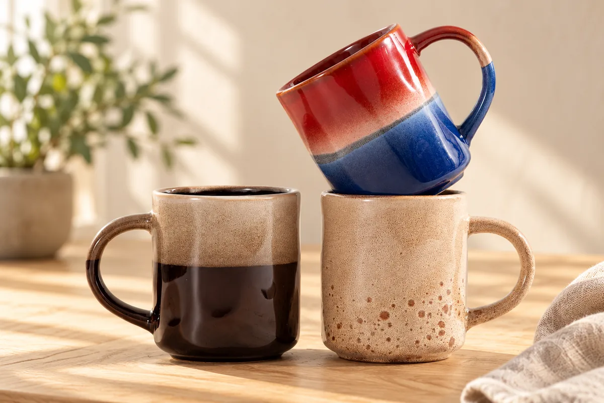 Earth tone café mugs