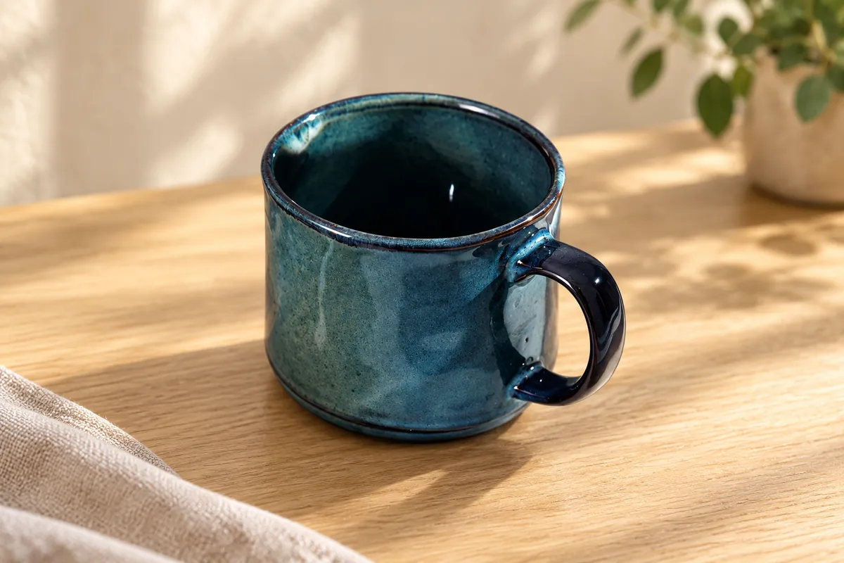 Ink blue glaze mugs