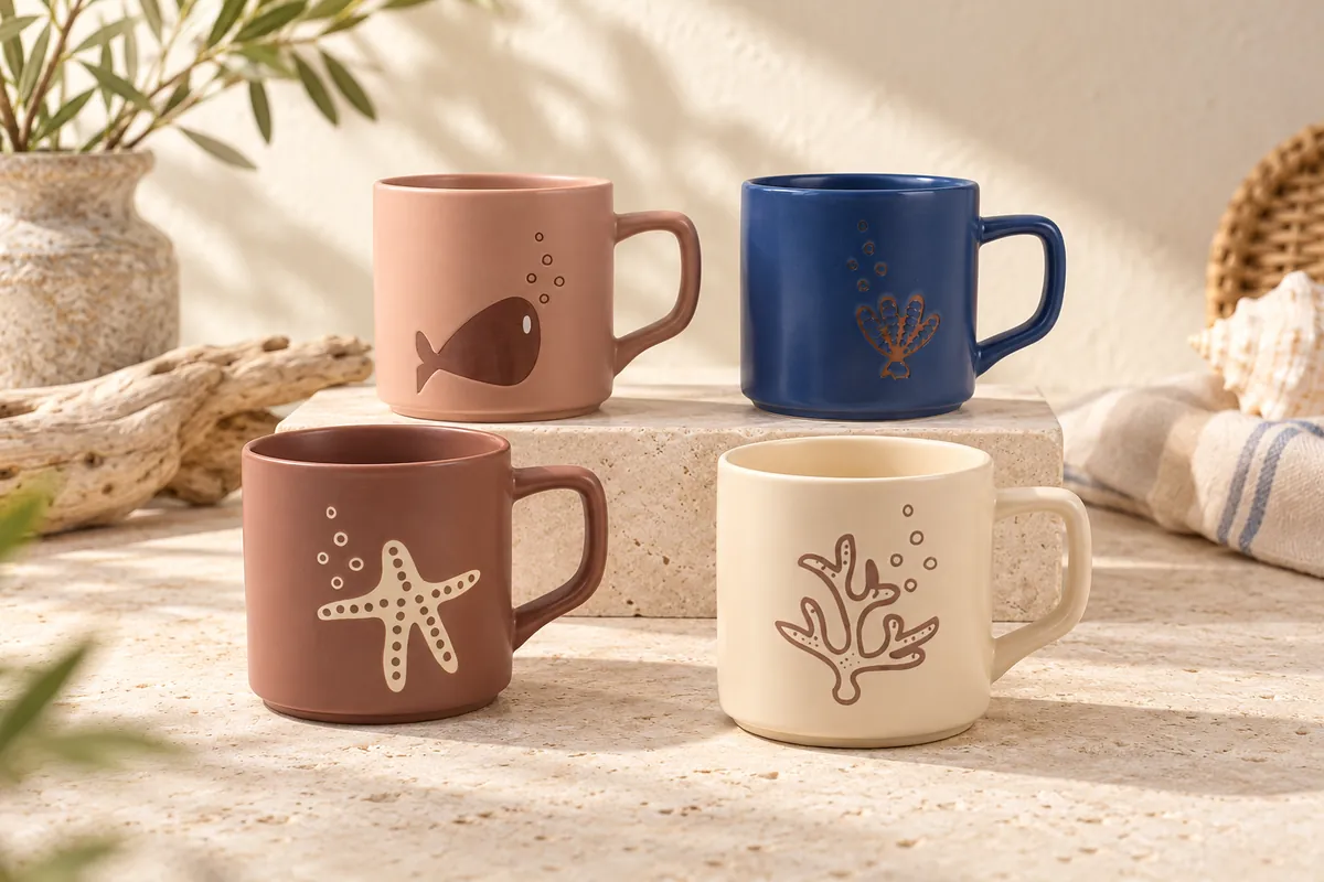 Marine motif mugs