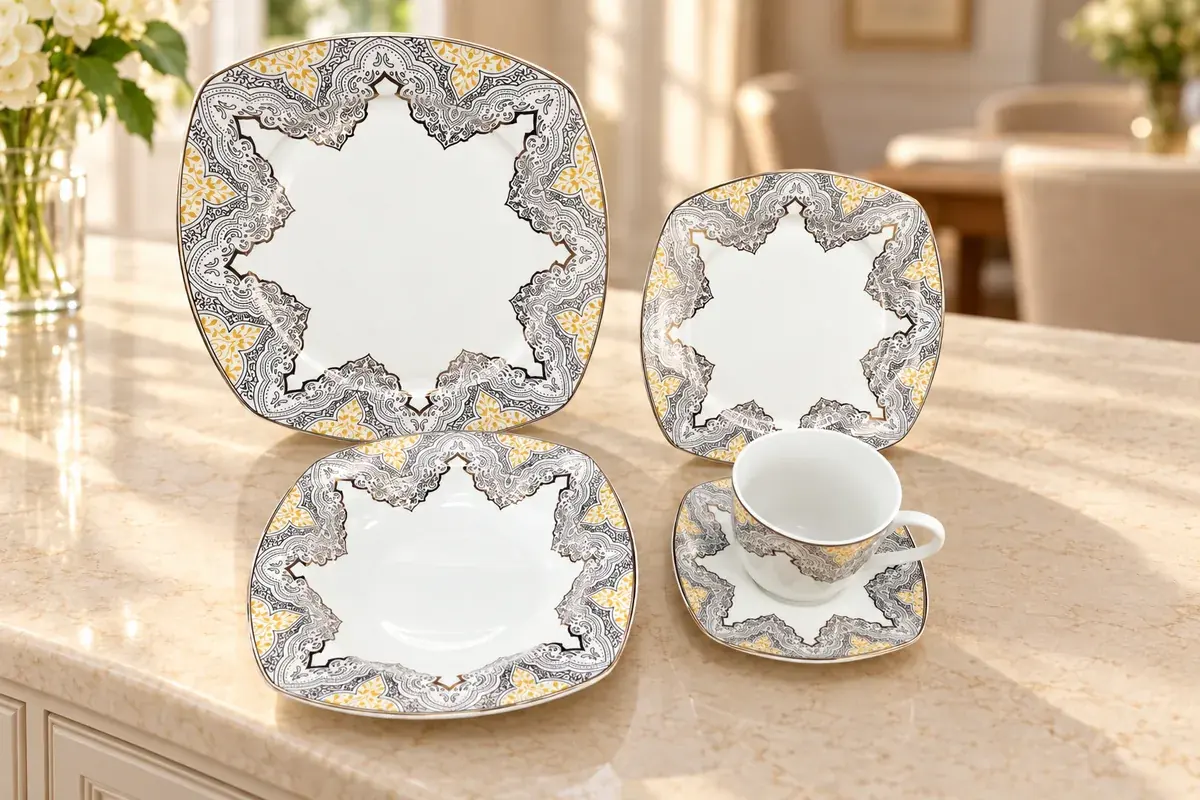 Ornamental square tableware