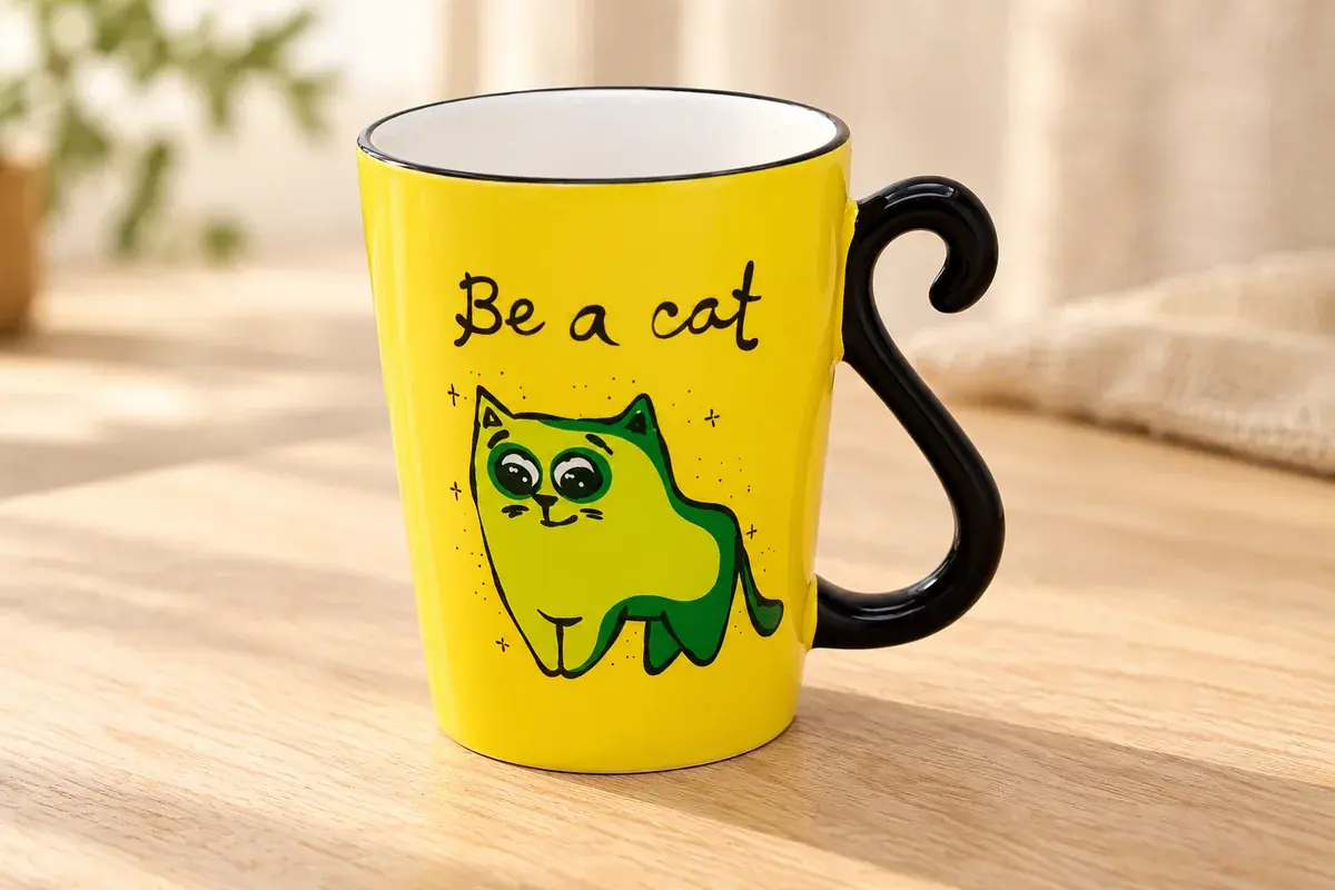 Yellow cat-tail mug